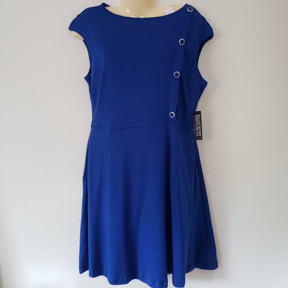 New York & Co Fit & Flare Midi Dress Large NWT